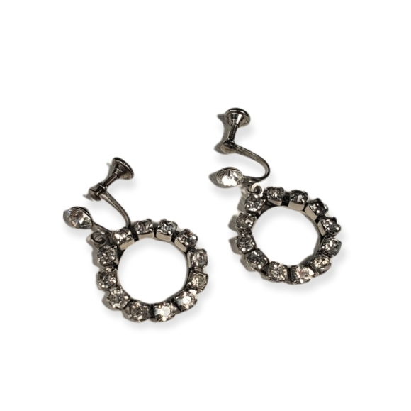 Vintage Rhinestone Dion Circle Earrings - Picture 1 of 4